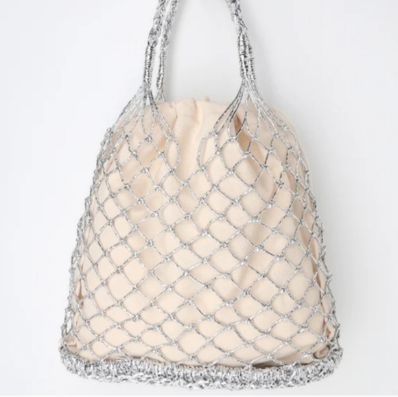 Lulus Other - Senorita Metallic Silver Woven Beach Tote